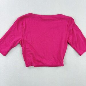 NAKED‎ WARDROBE The Sleek Crop Top Hot Pink Crepe Size XS Womens, Made USA